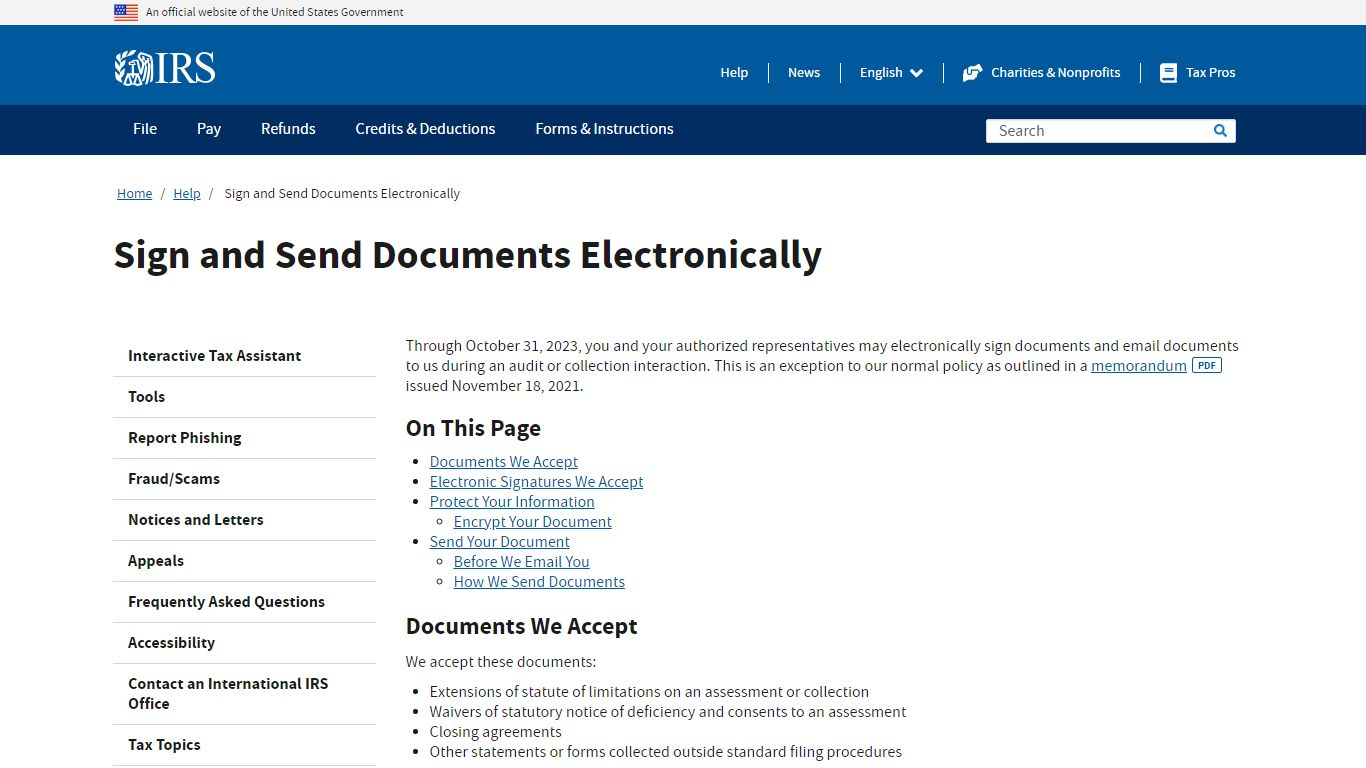 Sign and Send Documents Electronically | Internal Revenue Service